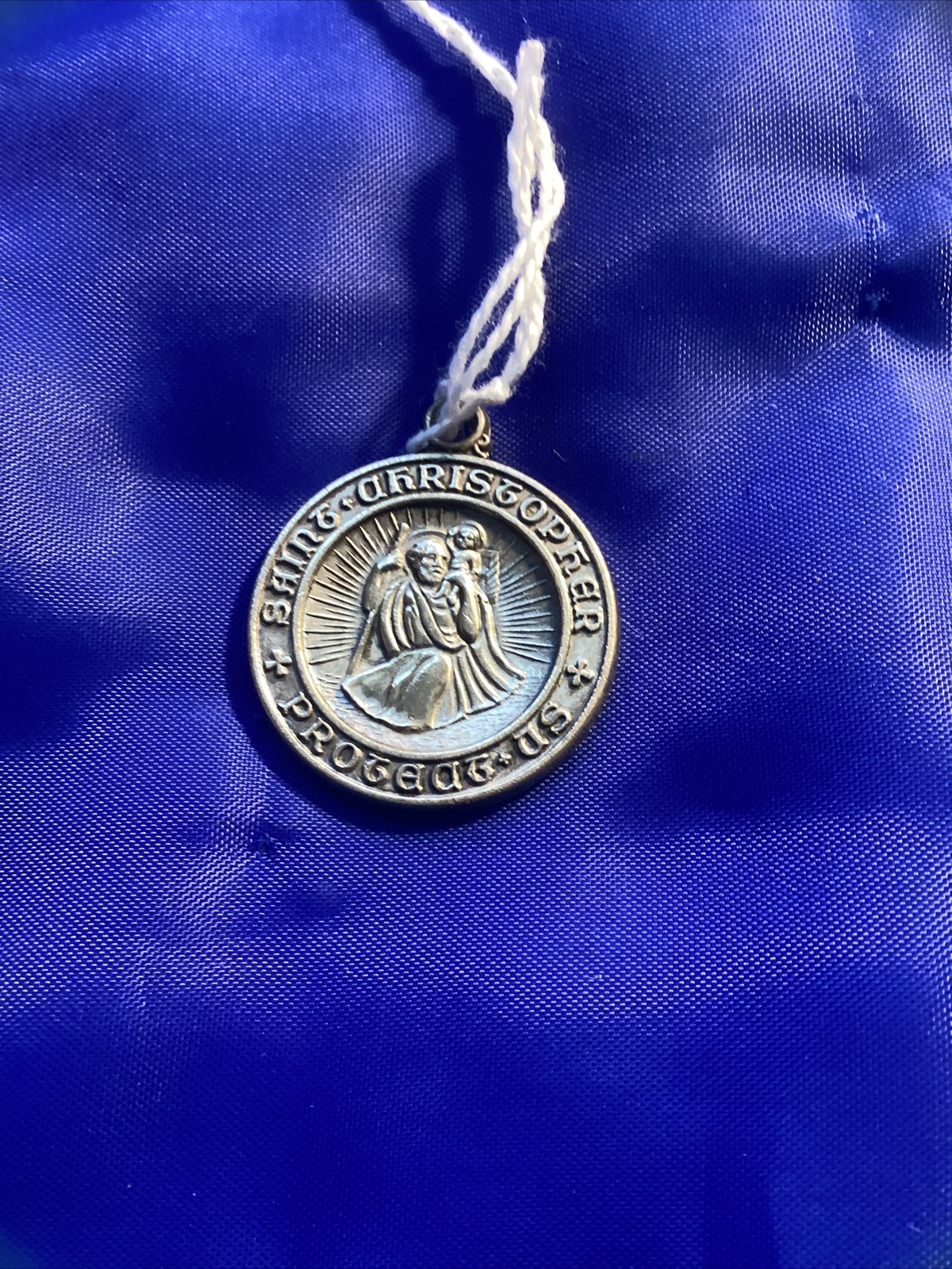 Vintage 1950’s Saint Christopher Proteat From Rev. G.J. Carcich Medal Pendant