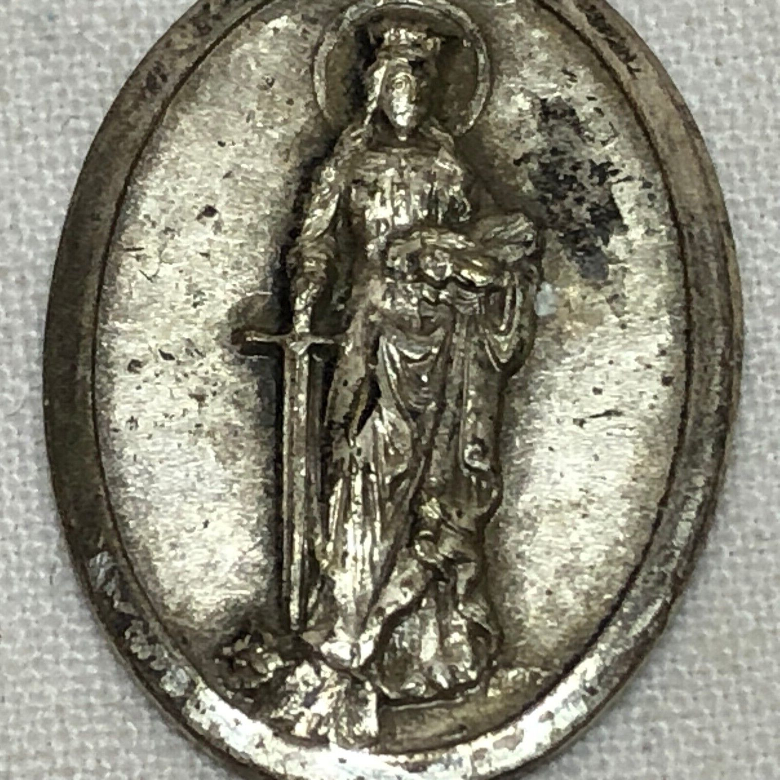 Vintage Religious Medal St. Dymphna Virgin and Martyr Pray for Us Made in Italy