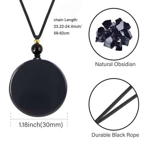 Anjiucc Natural Gemstone Tree of Life Black Obsidian/Golden Obsidian Pendant