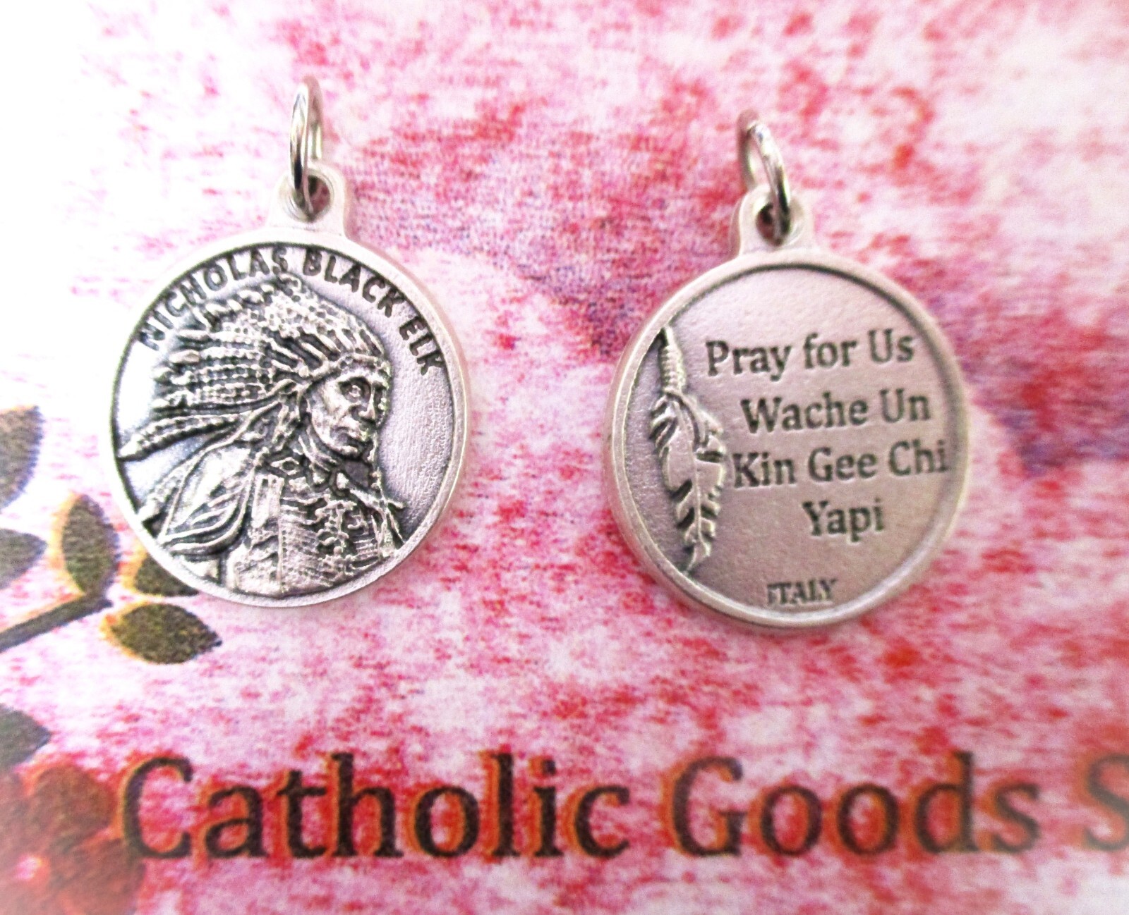 Servant of God Nicholas Black Elk – Pray for Us – Silver Tone Round Ox Medal
