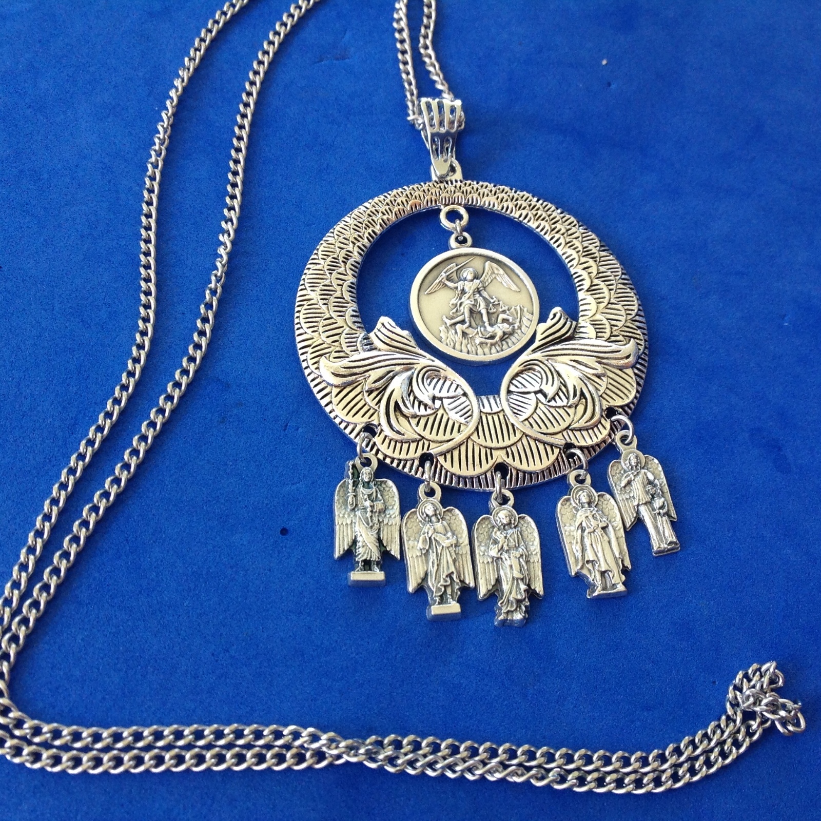 Custom Religious Catholic Saint Medal NECKLACE 4 ARCHANGEL St Michael Raphael 2
