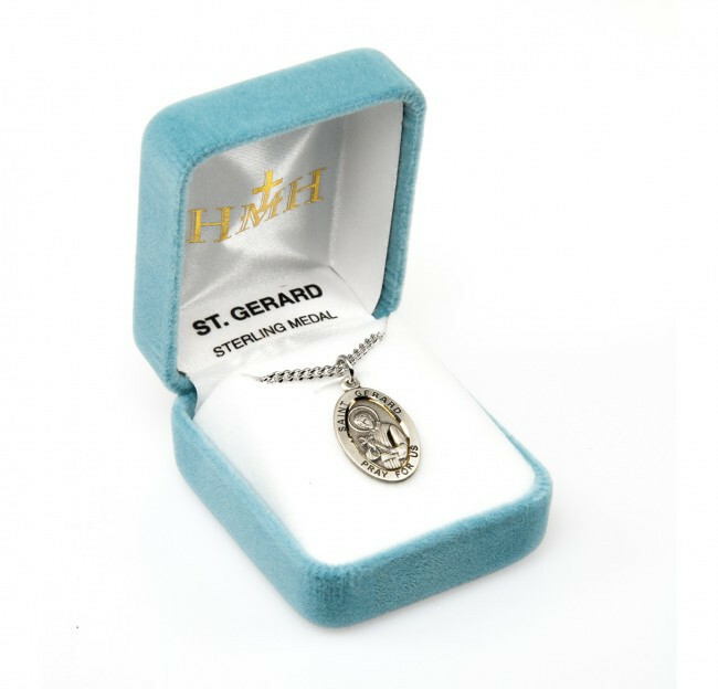 St. Gerard Sterling Silver Oval 0.9″ Medal, Gift Box, 20″ Chain, US Made