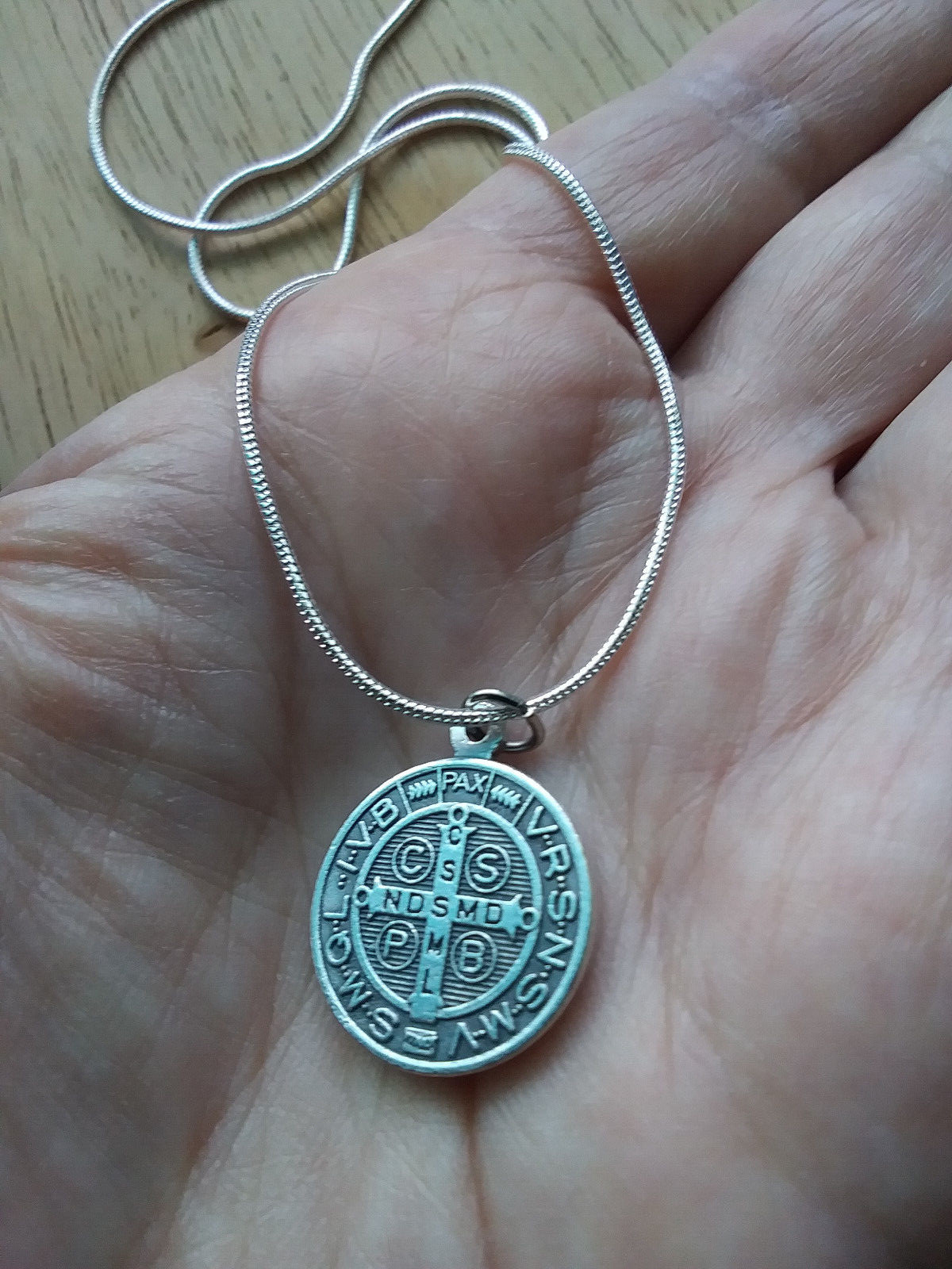 St Benedict Protection Medal Pendant 925 Sterling silver Necklace prayer card