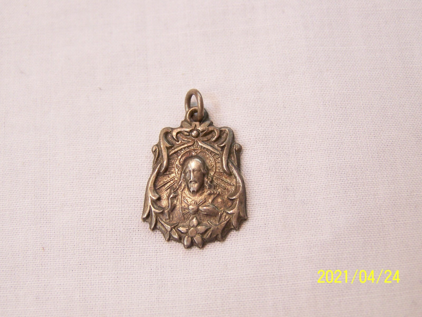 VINTAGE Sacred Heart Of Jesus & Our Lady Of Mount Carmel MEDAL ~ HMH STERLING