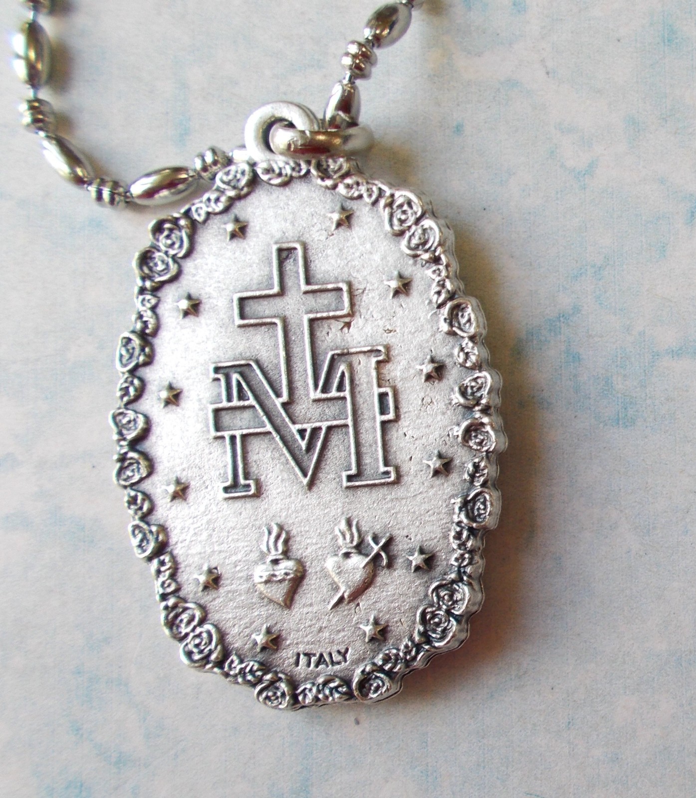 LOVELY Colorful Miraculous Mary Medal~Epoxy~ITALY~ 1″ Pendant~Gift