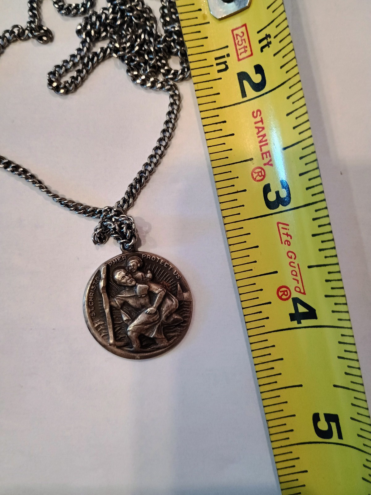 VINTAGE St Christopher Sterling Silver pendant sterling