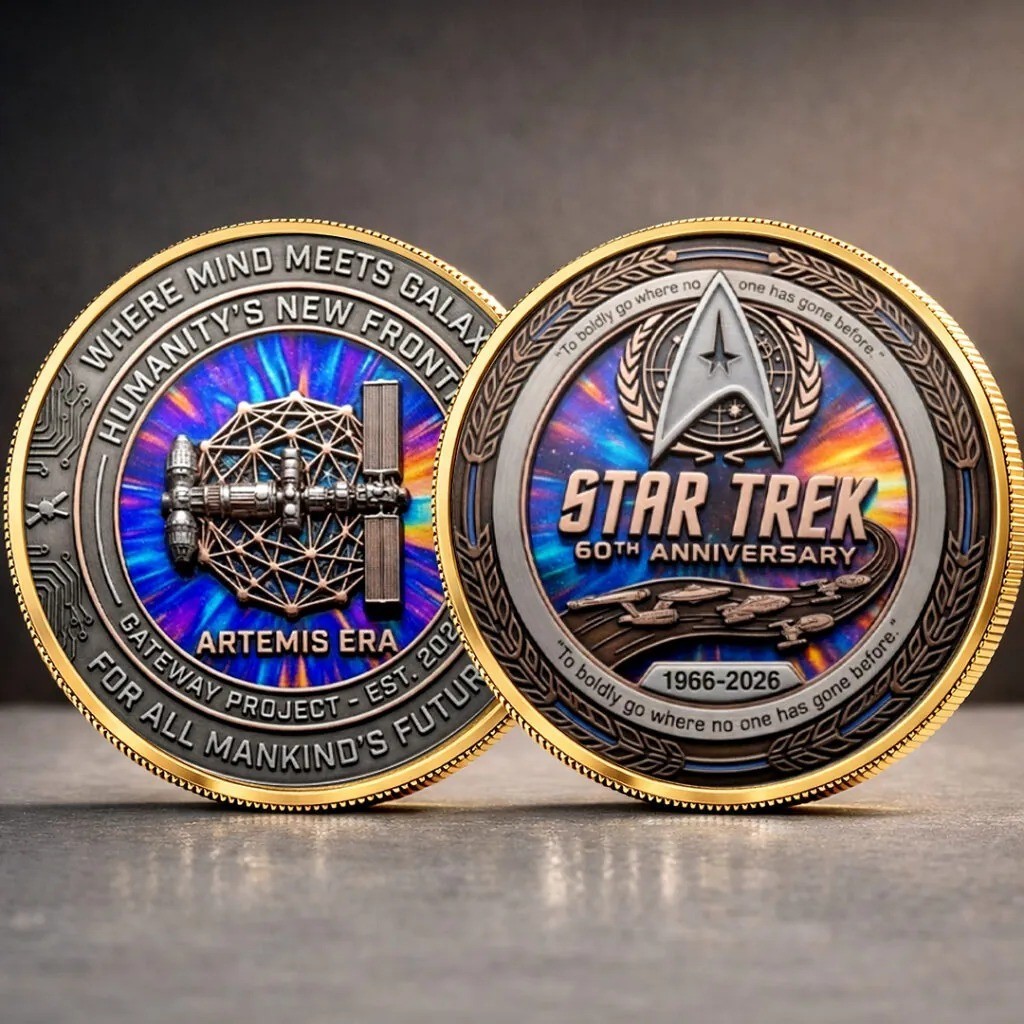 Star Trek 60th Anniversary Coin USS Enterprise Warp Speed 1966-2026 Best Gift