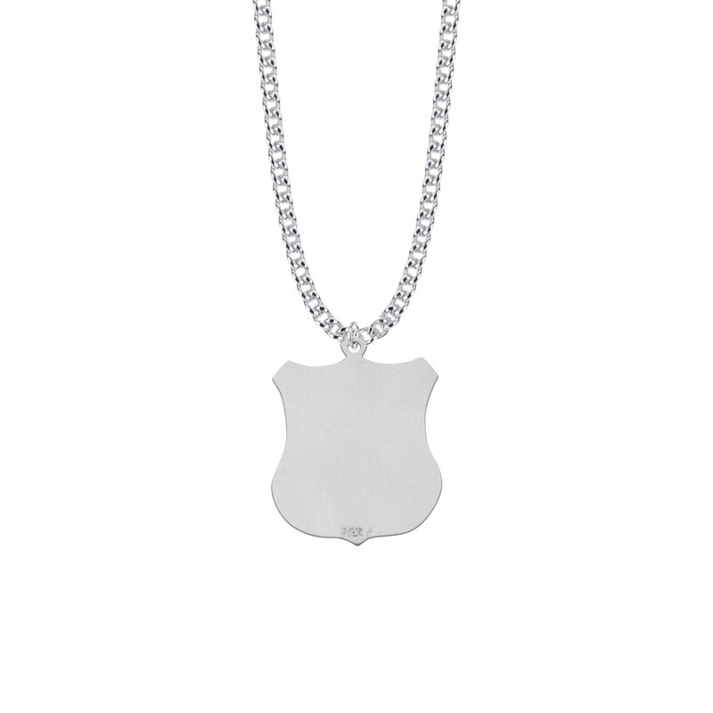 Men’s Antiqued Sterling Silver Saint Michael The Archangel Shield Medal Necklace