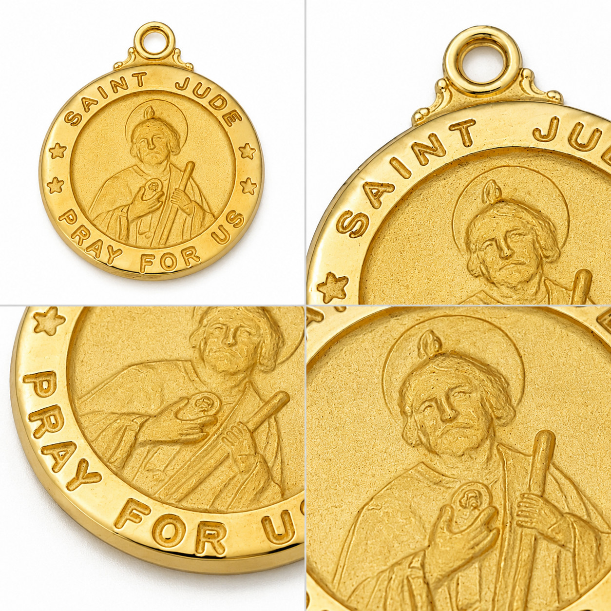 St Jude Medal Gold Over Sterling Silver Pendant 20 Inch Gold Plate Medium Chain