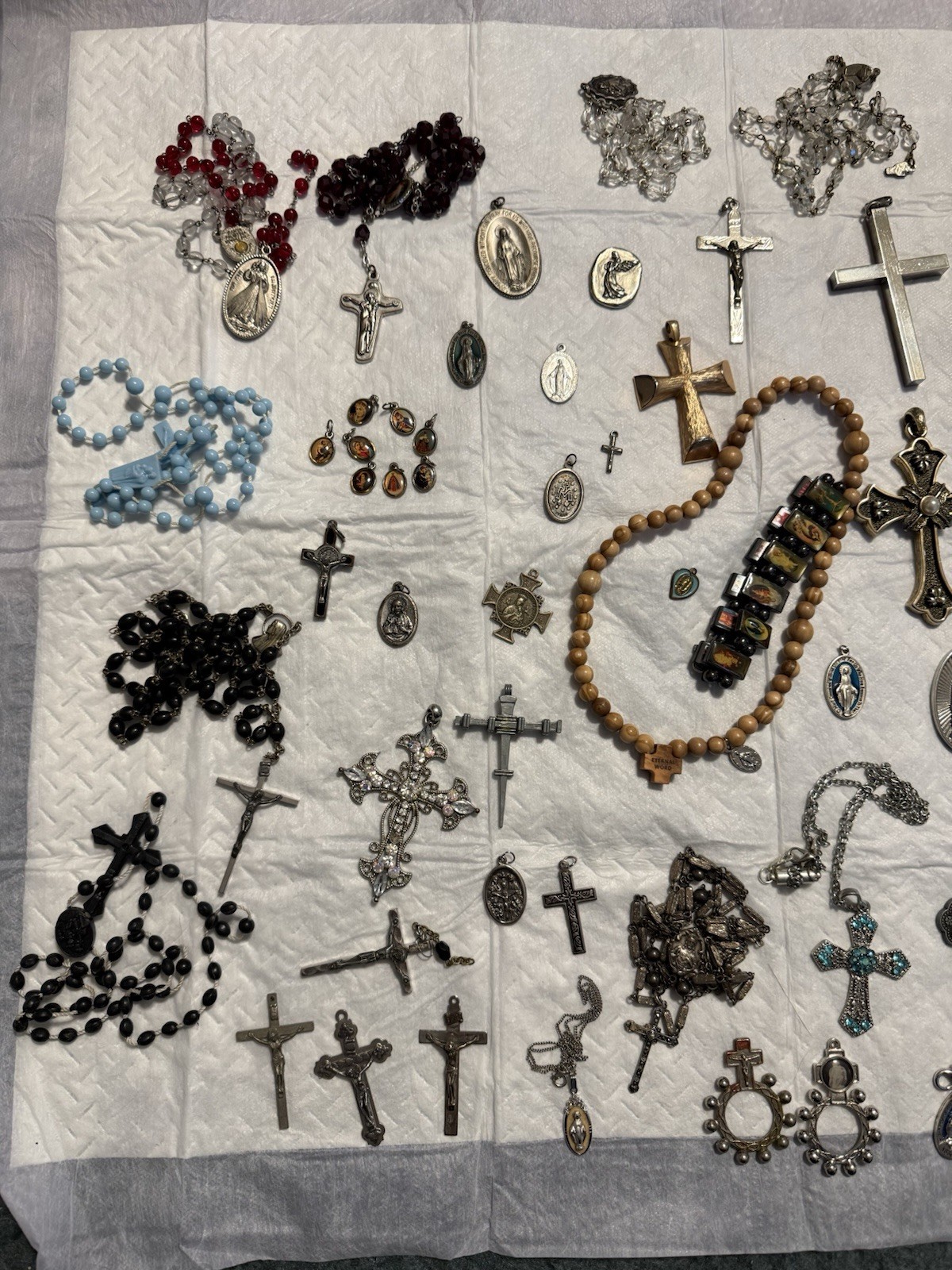 Religious Medals And Rosaries, Some 925 Silver.