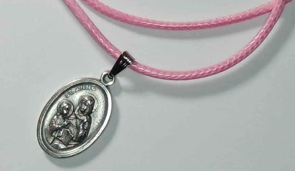 Lovely Pink Necklace, Quality St. Anne & Mary Holy Medal, Gift for a Sweet Girl