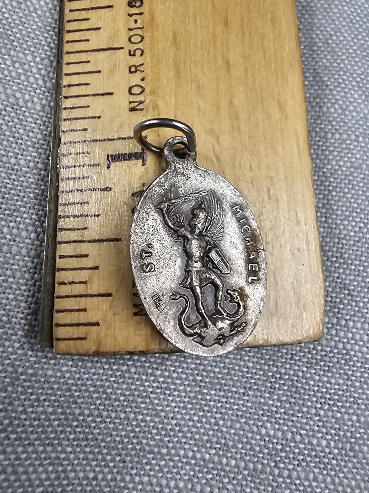 Vintage Pendant St Florian & St Michael Archangel Religious Christian Gift D5