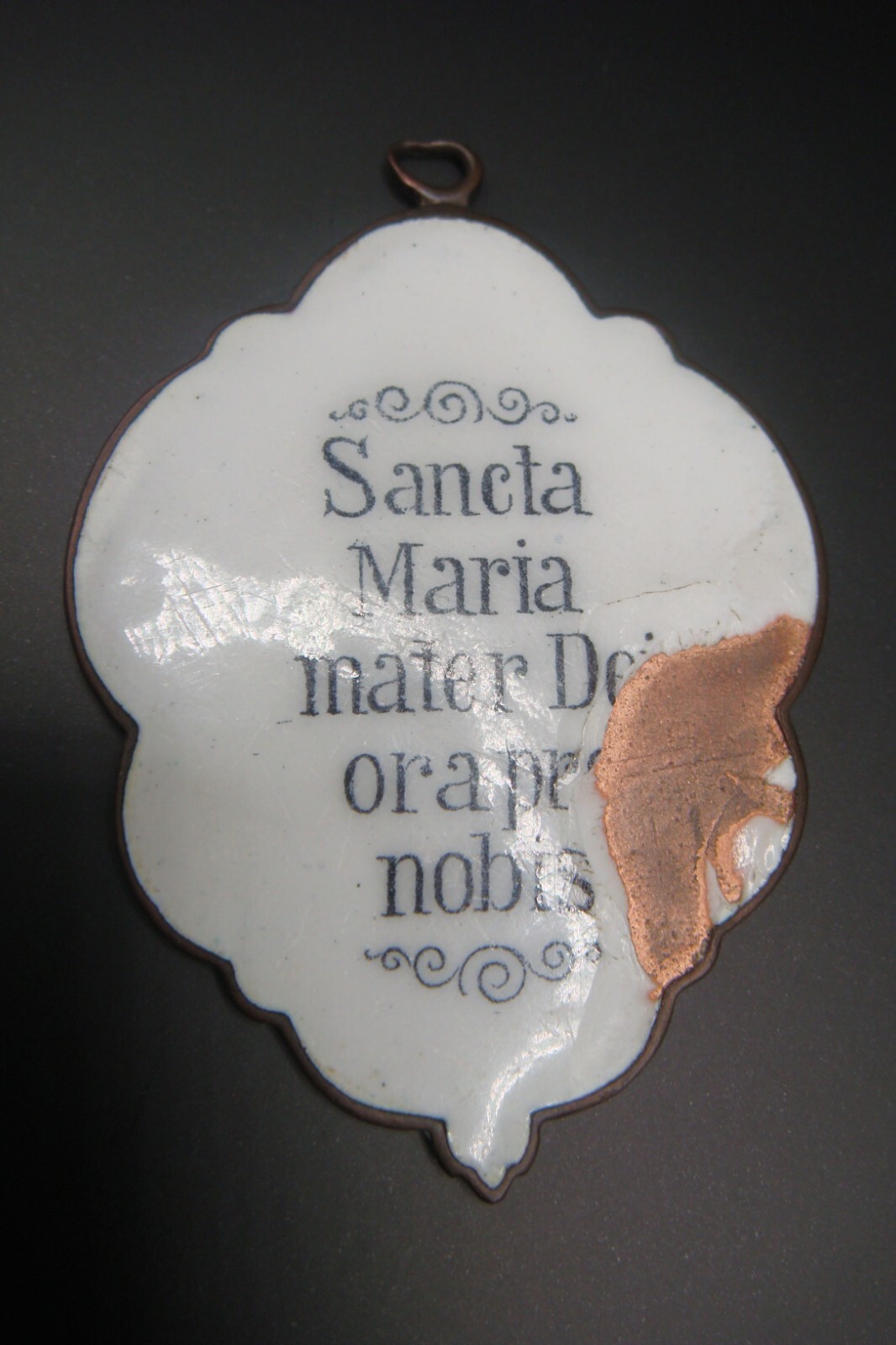 Rare Antique Virgin Mary Mater Dei Ora Pro Nobis Enamel Holy Icon Medal Pendant