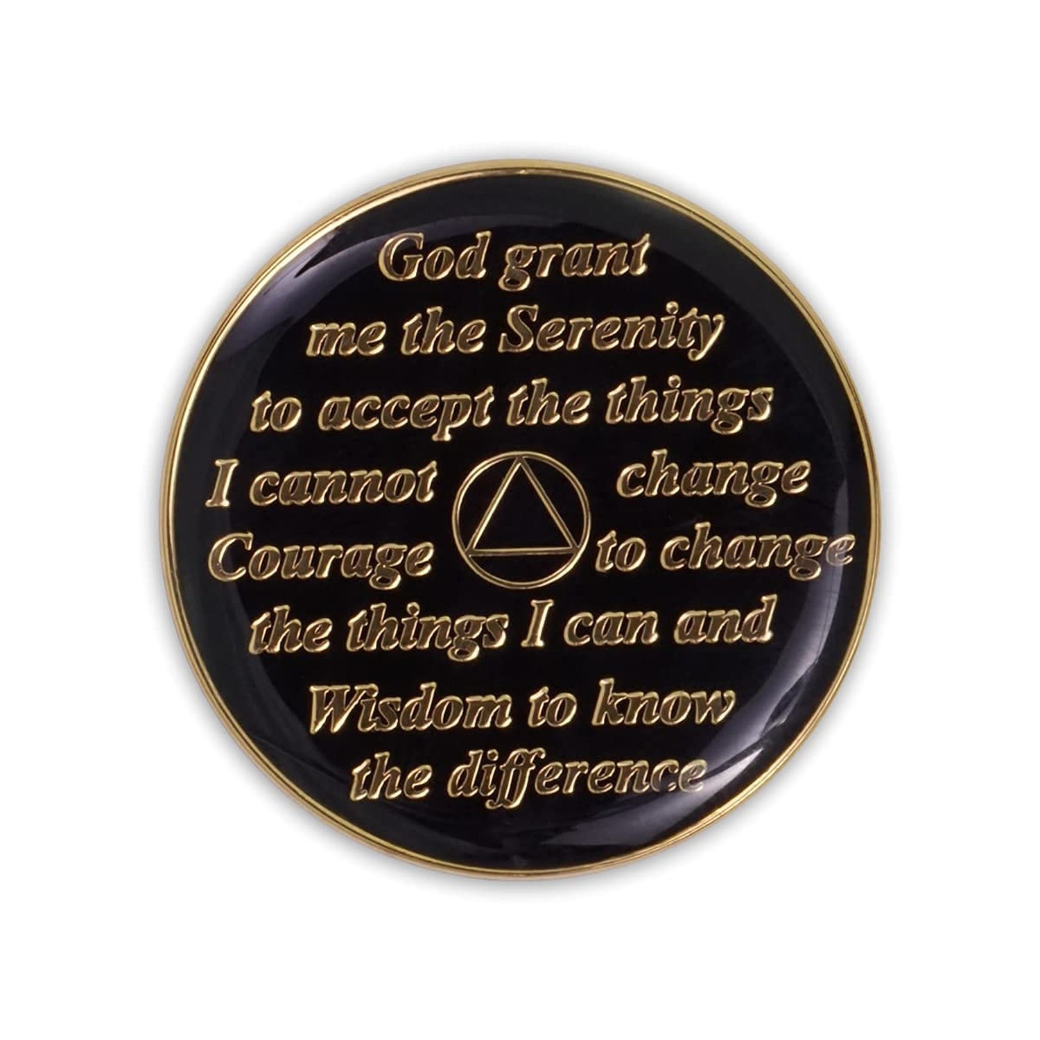 1 Year Sobriety Coin | Triplate AA Chip Recovery Anniversary Token (Black)