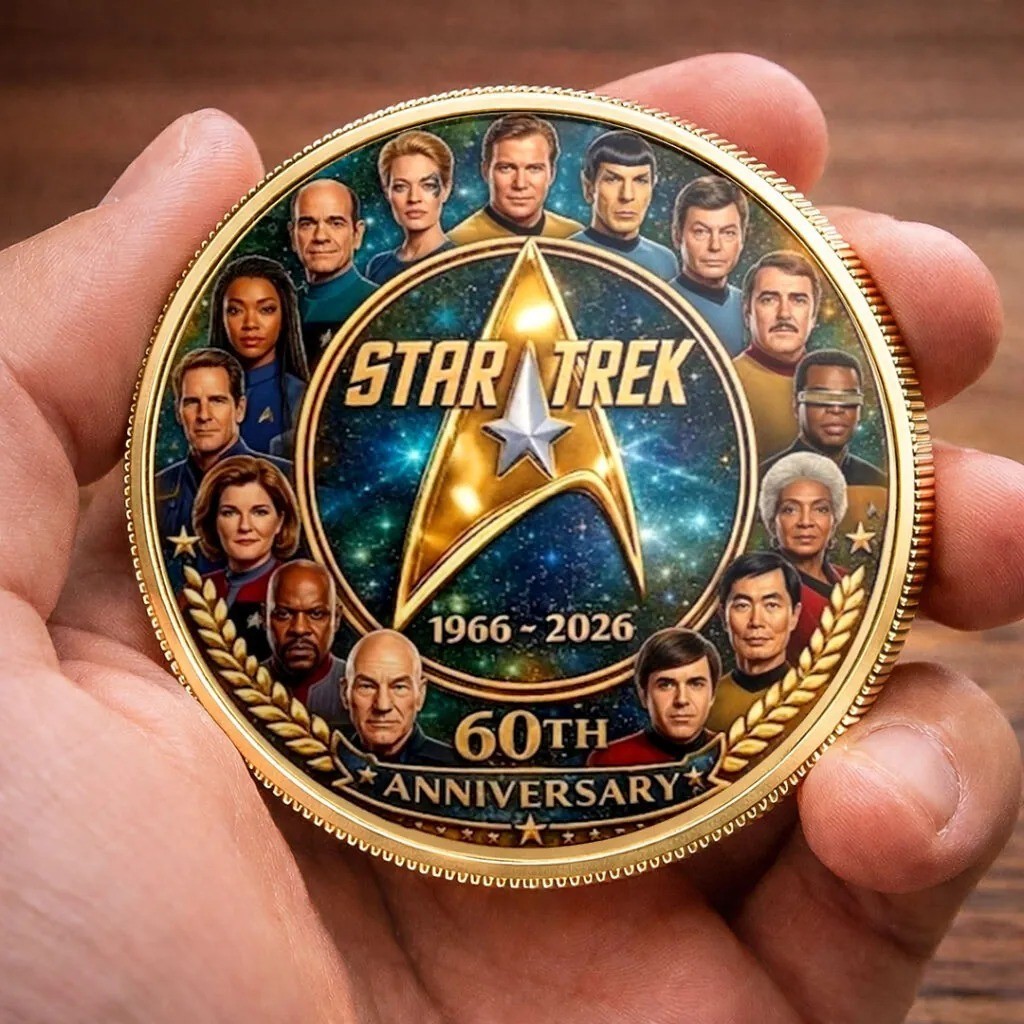 Star Trek 60th Anniversary Coin 1966-2026 Generations Gold Challenge Coin Boldly