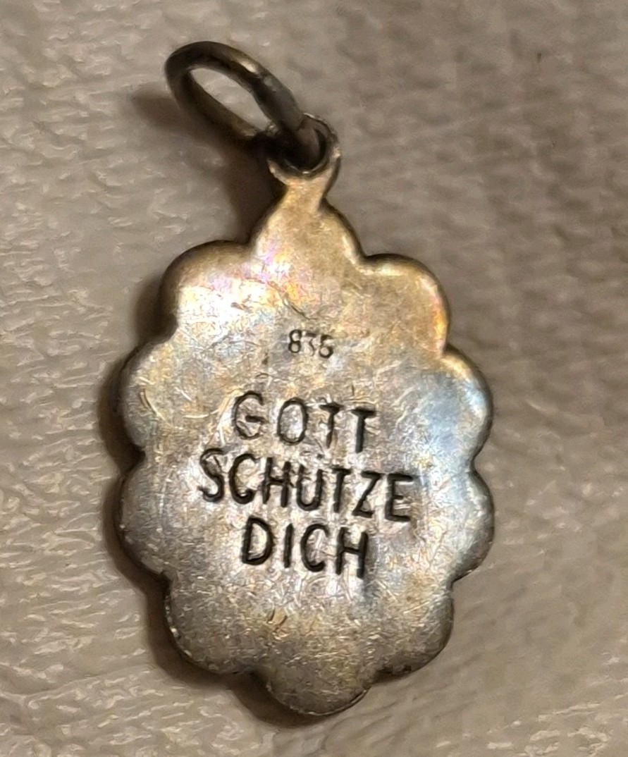 Handmade Angel Christian Pendant Medal Gott schütze dich 875 Silver Christianity