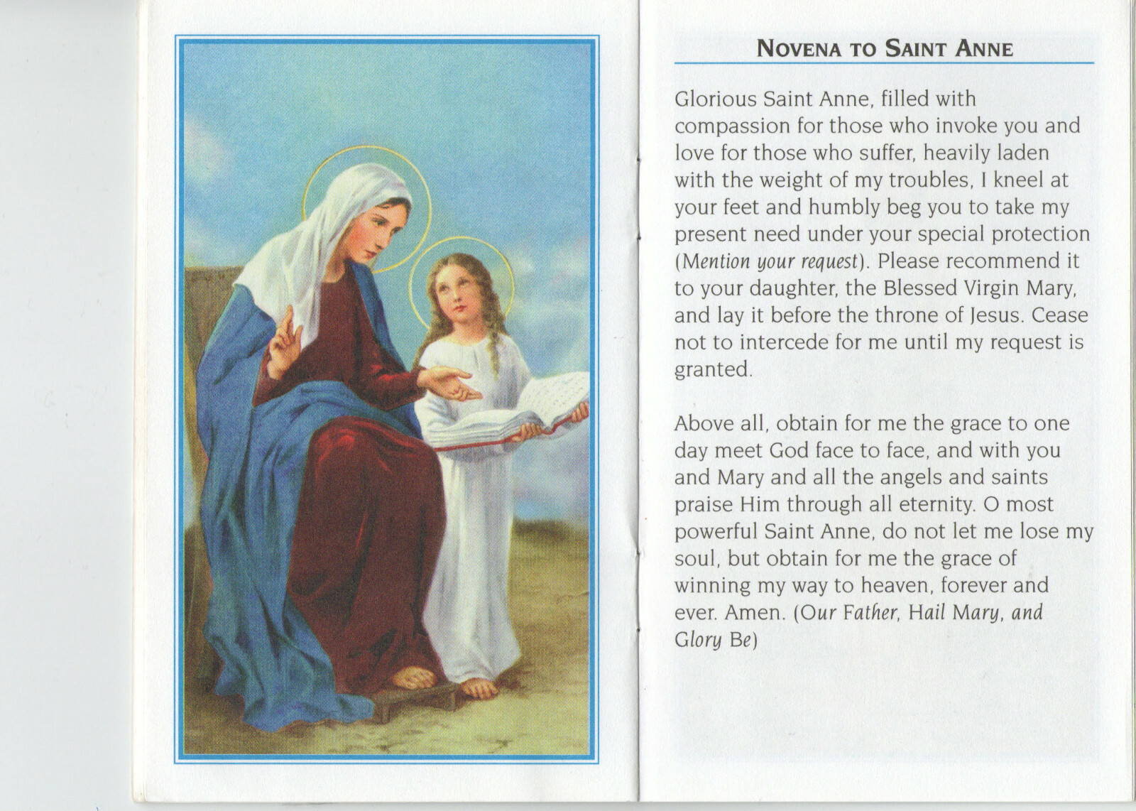 St Saint Ann Anne medal 925 sterling silver chain necklace + prayer card lot