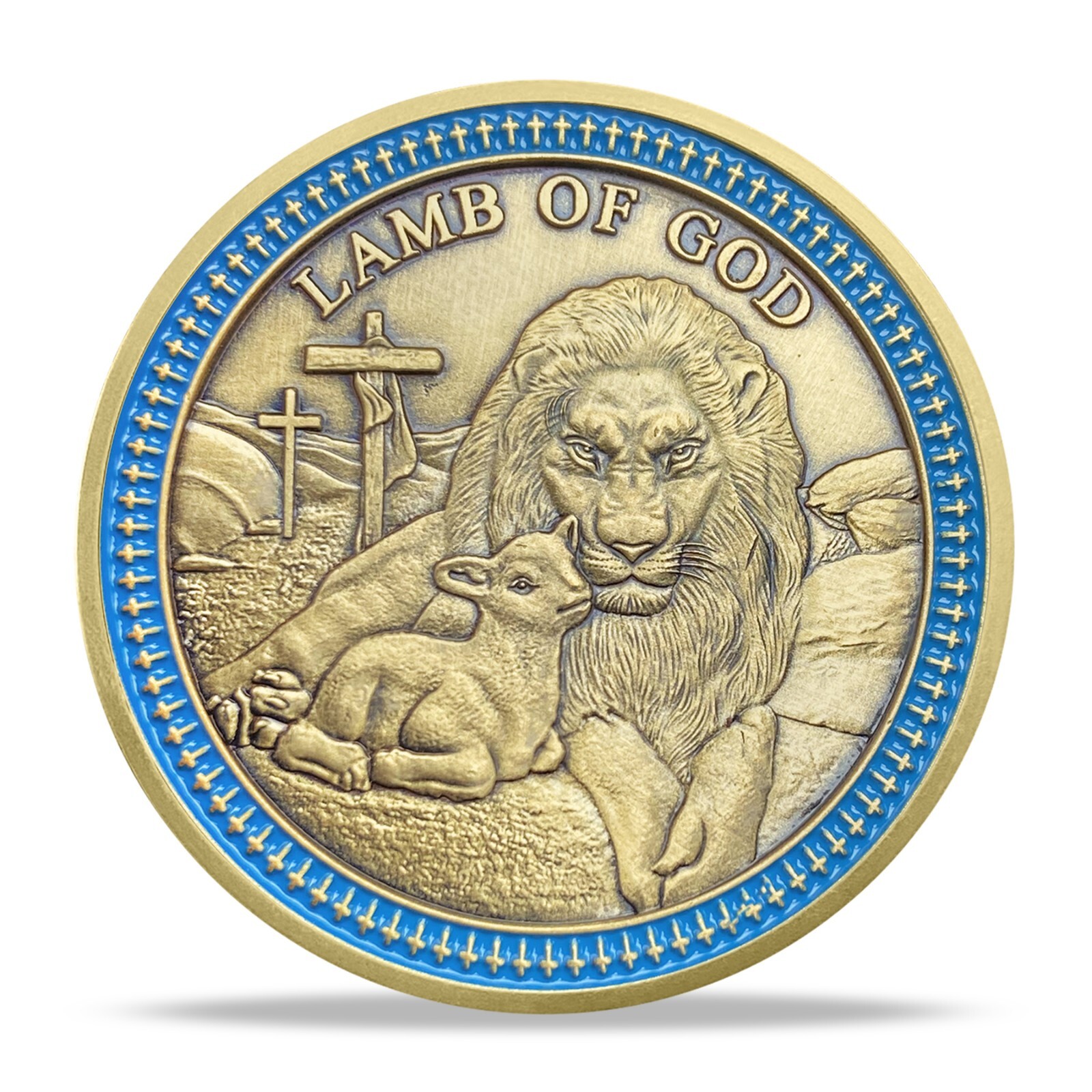 5pcs Lion Of Judah Challenge Coin Inspirational Christian John 1:29 Verse Token