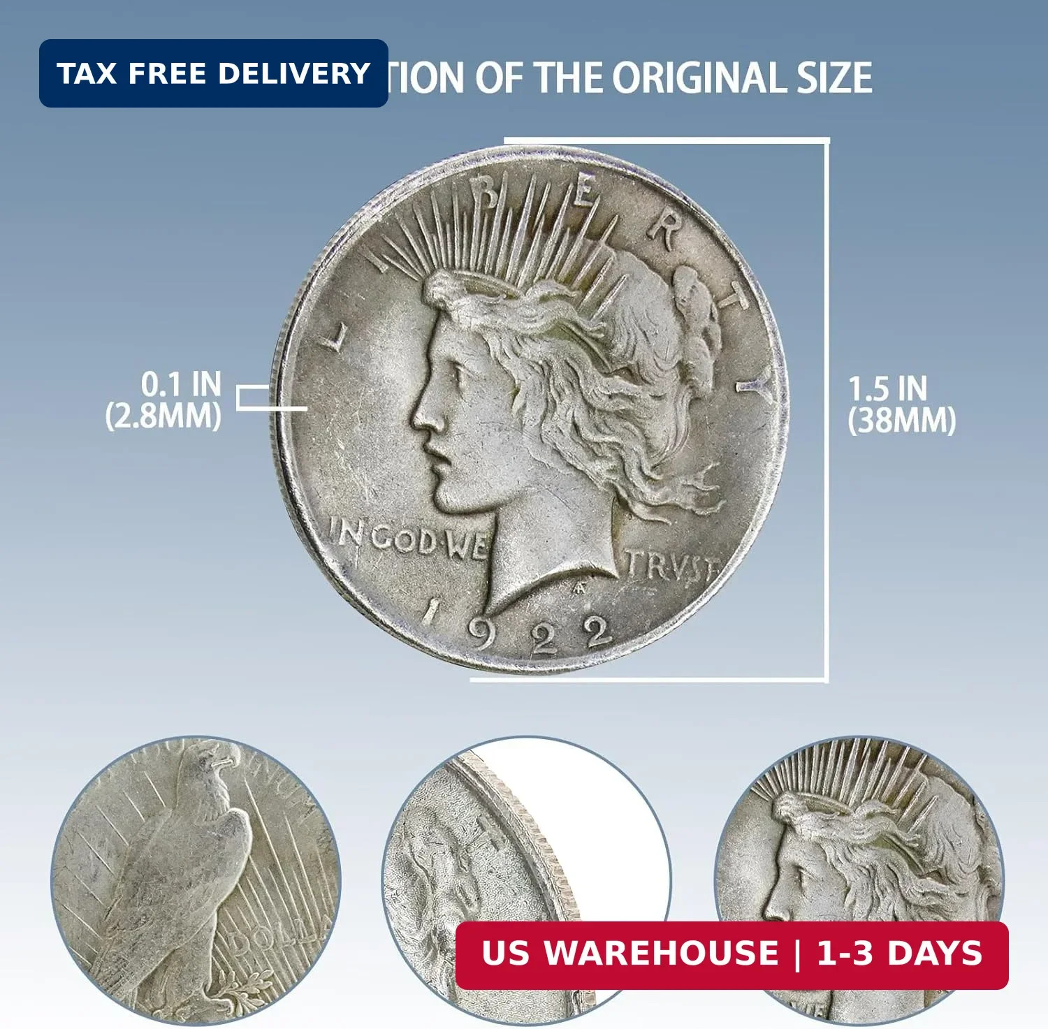 1922 Liberty of the Americas Peace Coin Set Exquisite Relief Design Suit