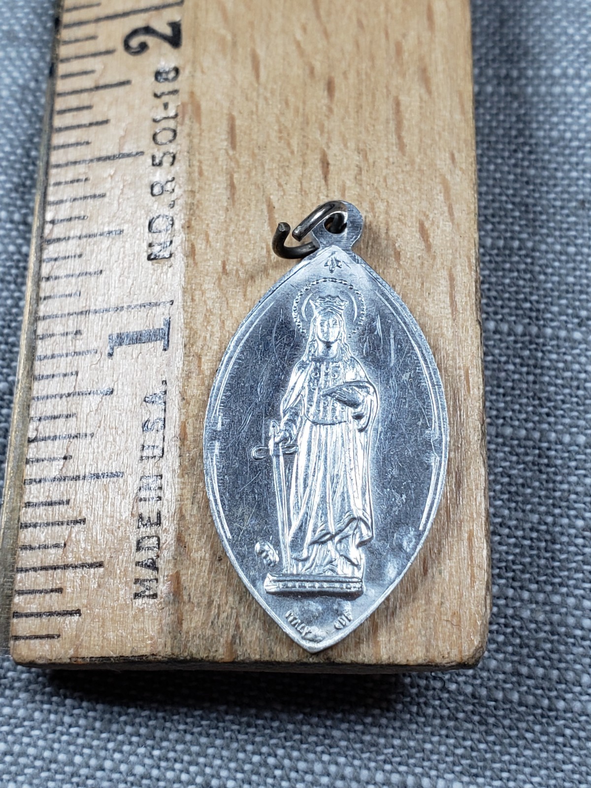 Vintage Pendant Medal St Dymphna Christian Religious A90