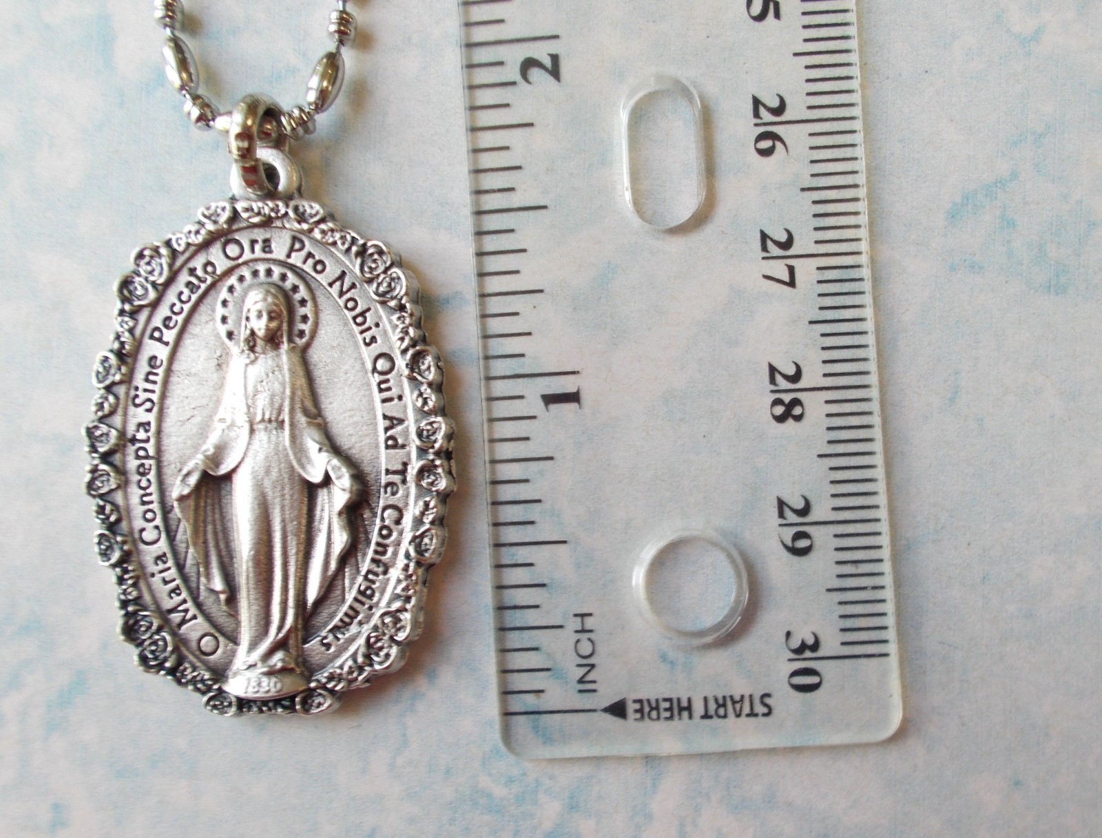 LOVELY Colorful Miraculous Mary Medal~Epoxy~ITALY~ 1″ Pendant~Gift