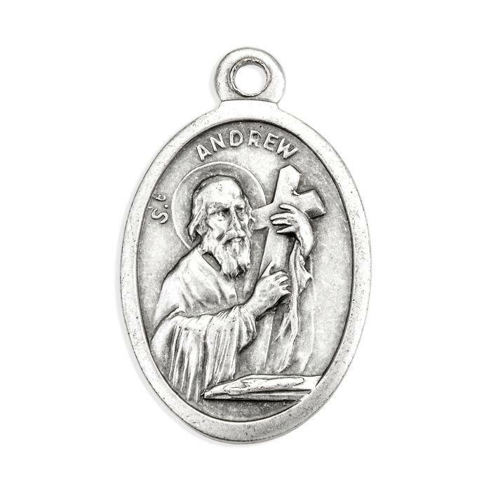 St. Saint Andrew – Pray for Us – Oxidized Italian Silver Tone 1 inch Medal