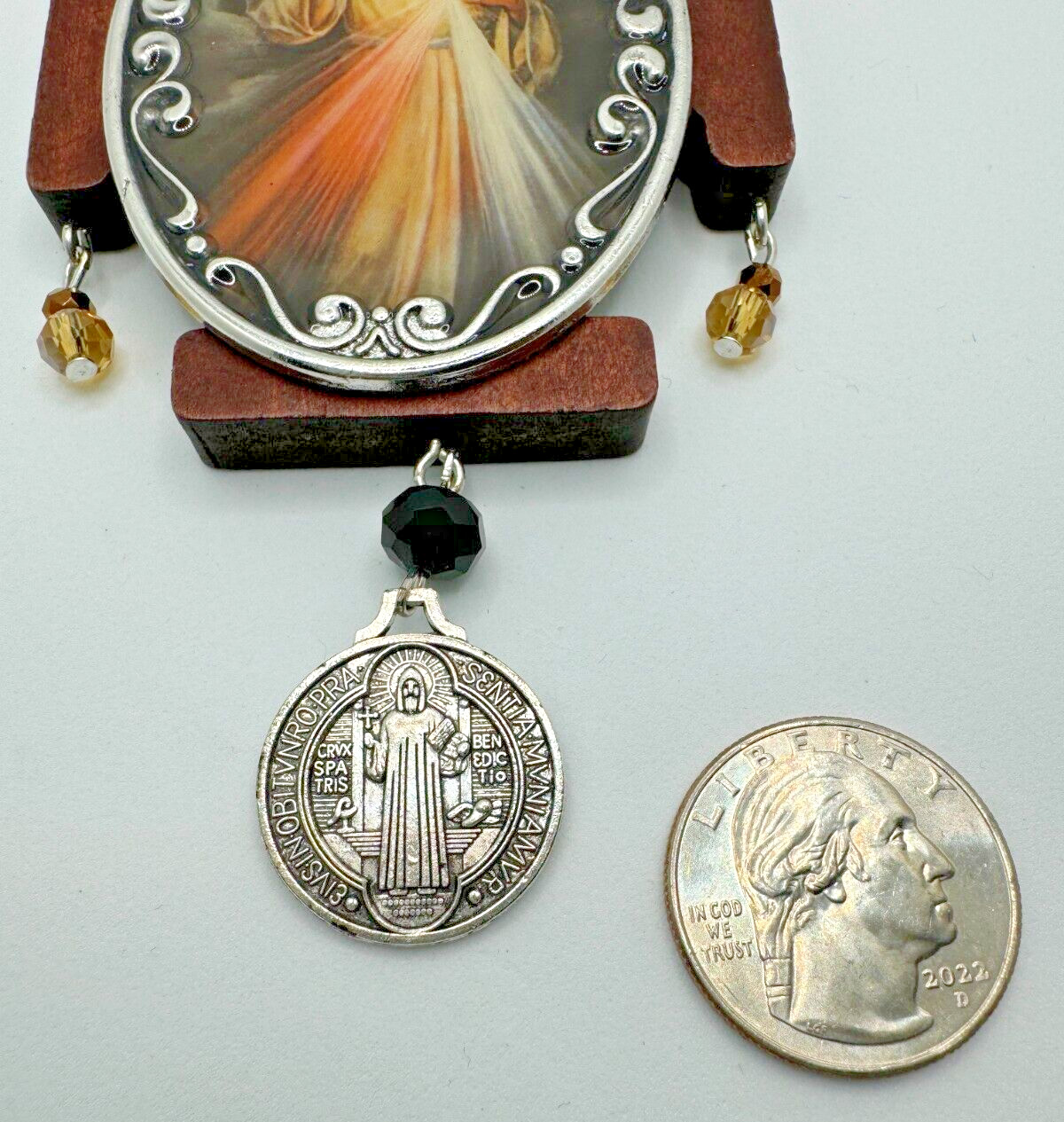 Divine Mercy Home Protector Cross – Door Hanger with St. Benedict Medal