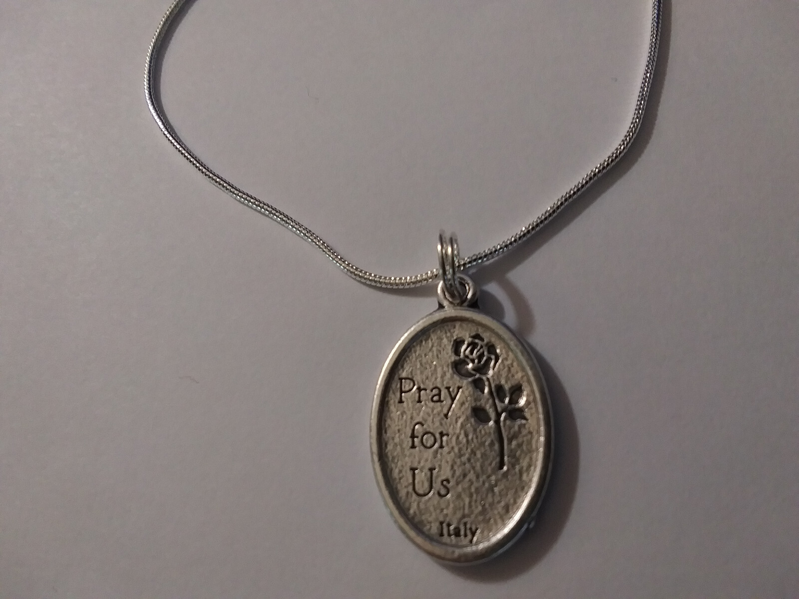 St Jude Medal Pendant 925 Sterling silver snake chain Necklace + Prayer card