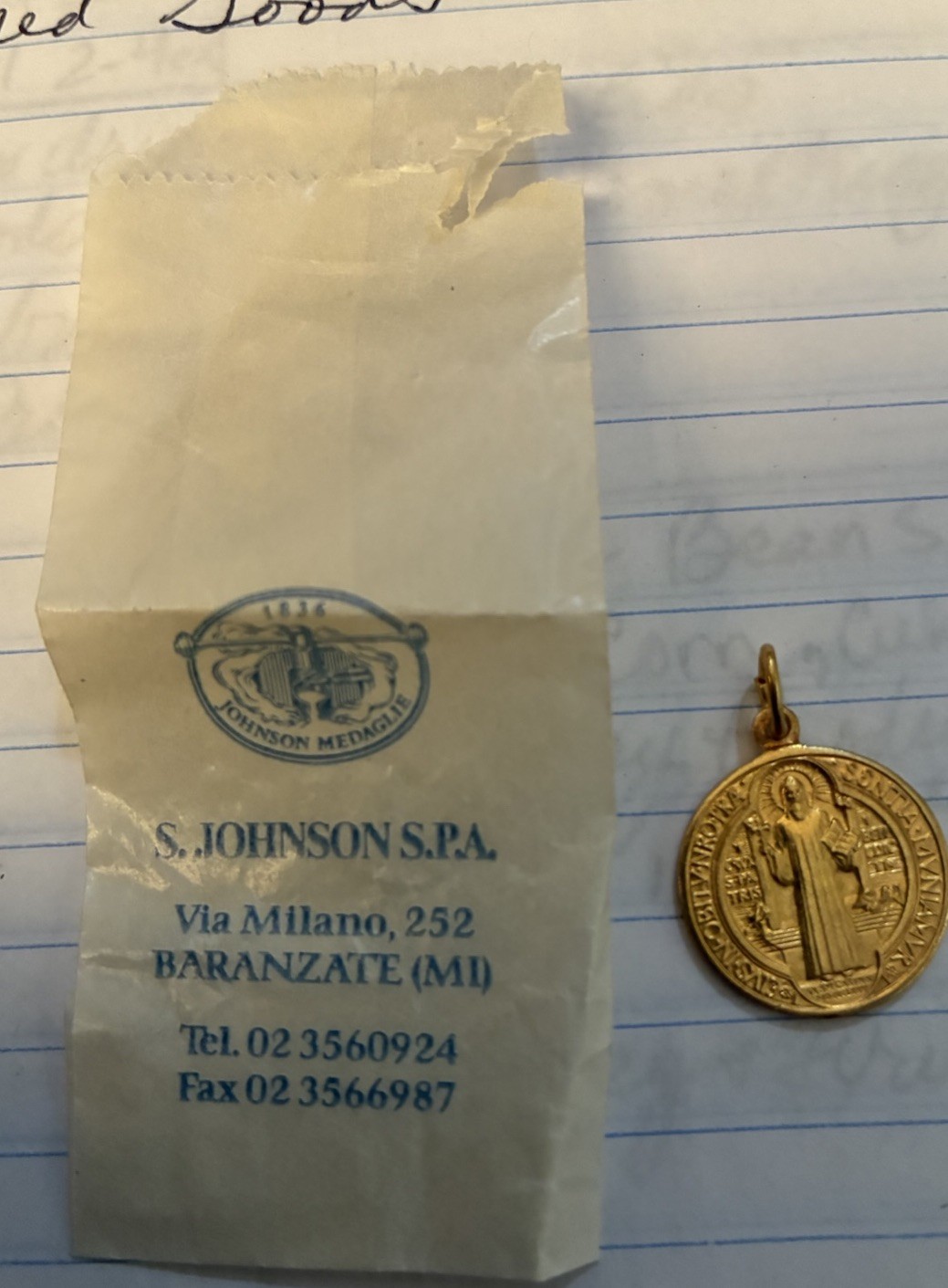 Unknown Saint Medallion From Italy -Gold Color