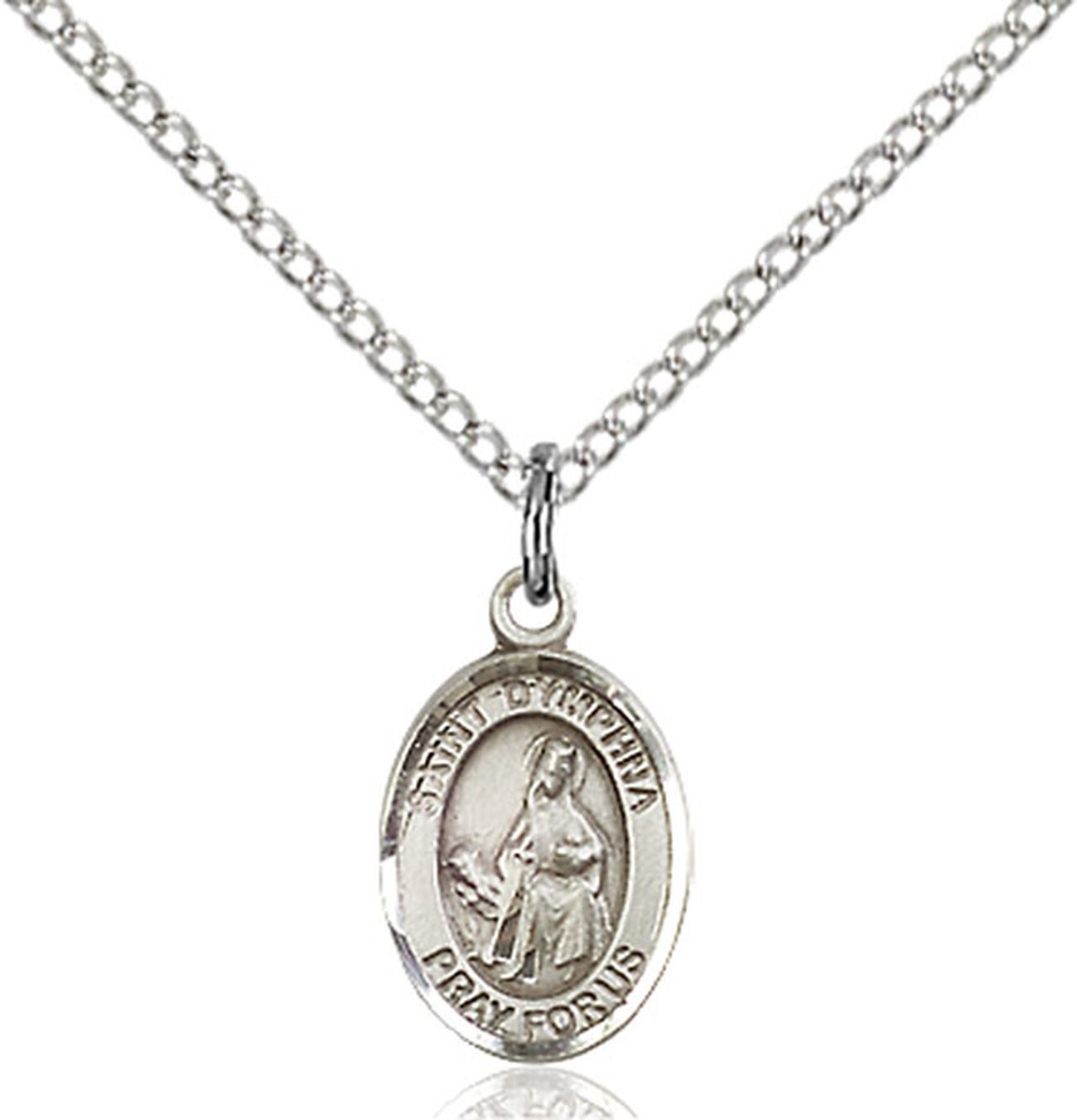 Sterling Silver St Saint Dymphna Medal Pendant Necklace 1/2 x 1/4″ on 18” Chain