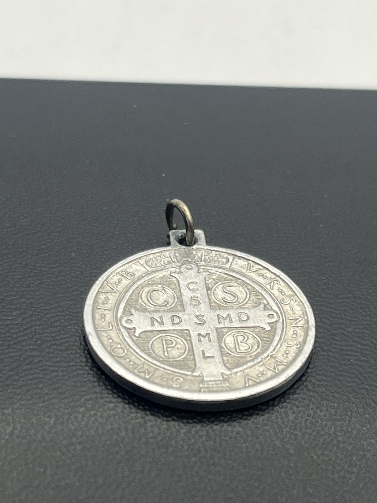 Saint Benedict Catholic religious silver tone round pendant for necklace