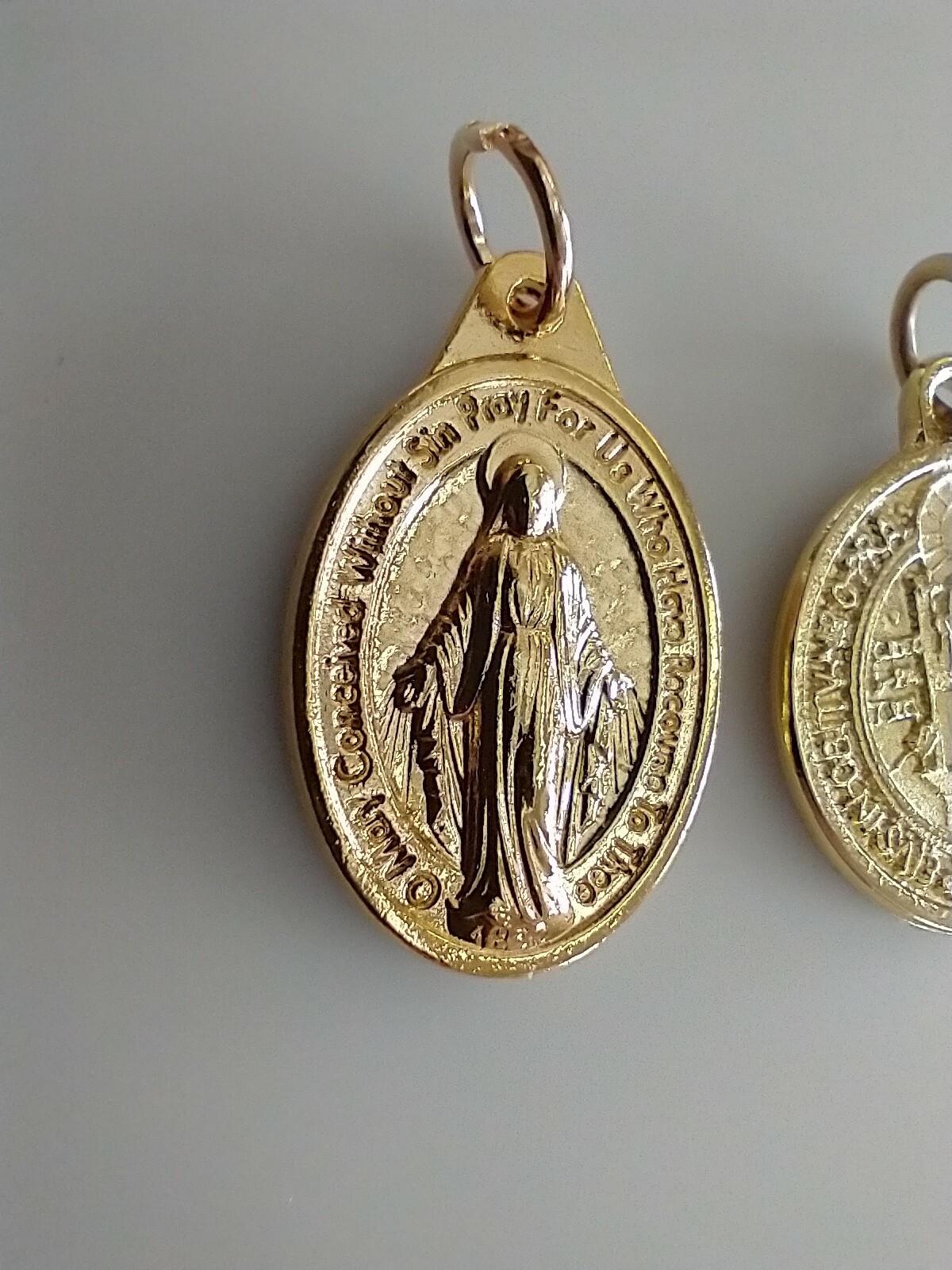Catholic Gold Plated Lot Miraculous Medal Mary and St Benedict Religious Medals