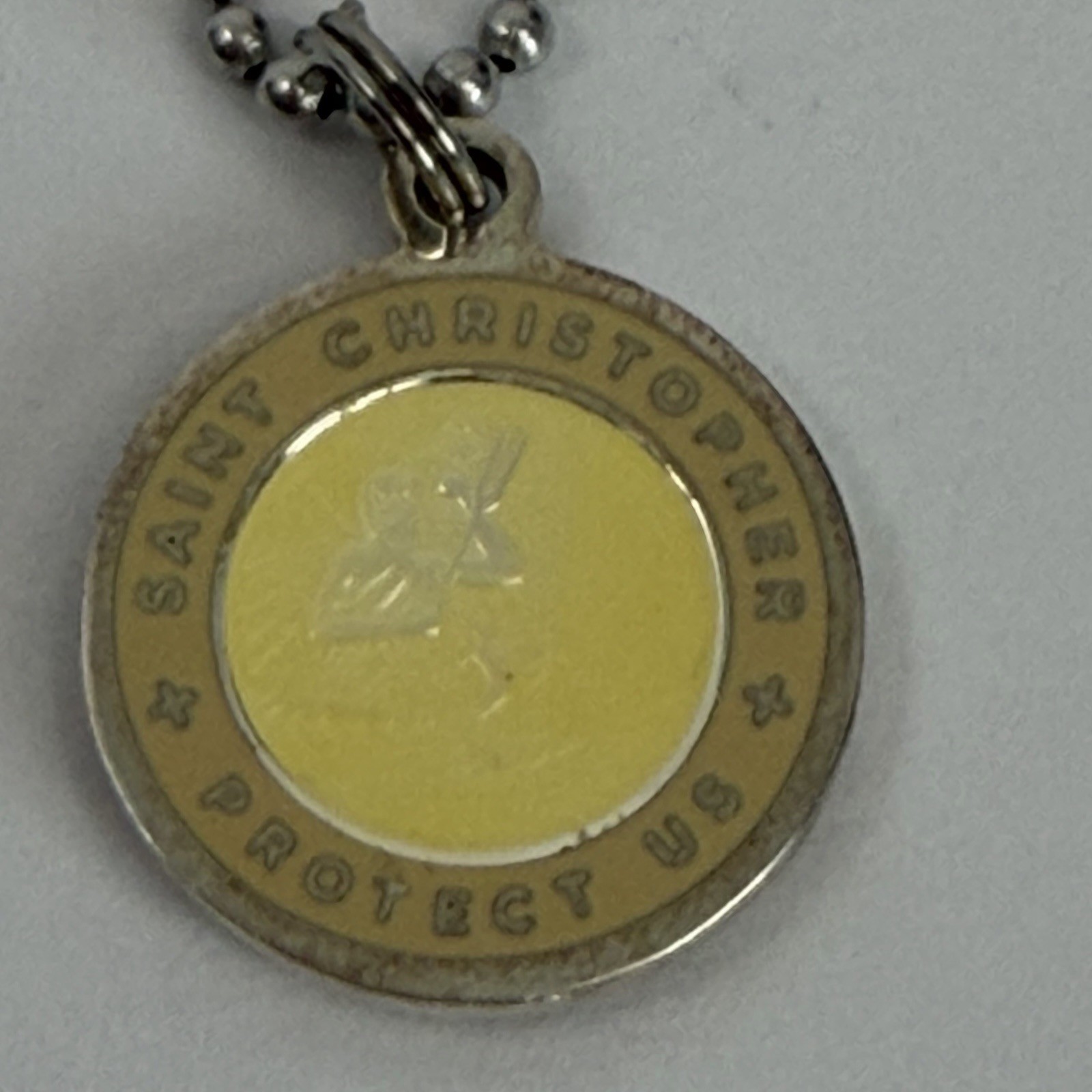 Saint Christopher Protect Us Medal Necklace Ball Chain Get Back Pendant