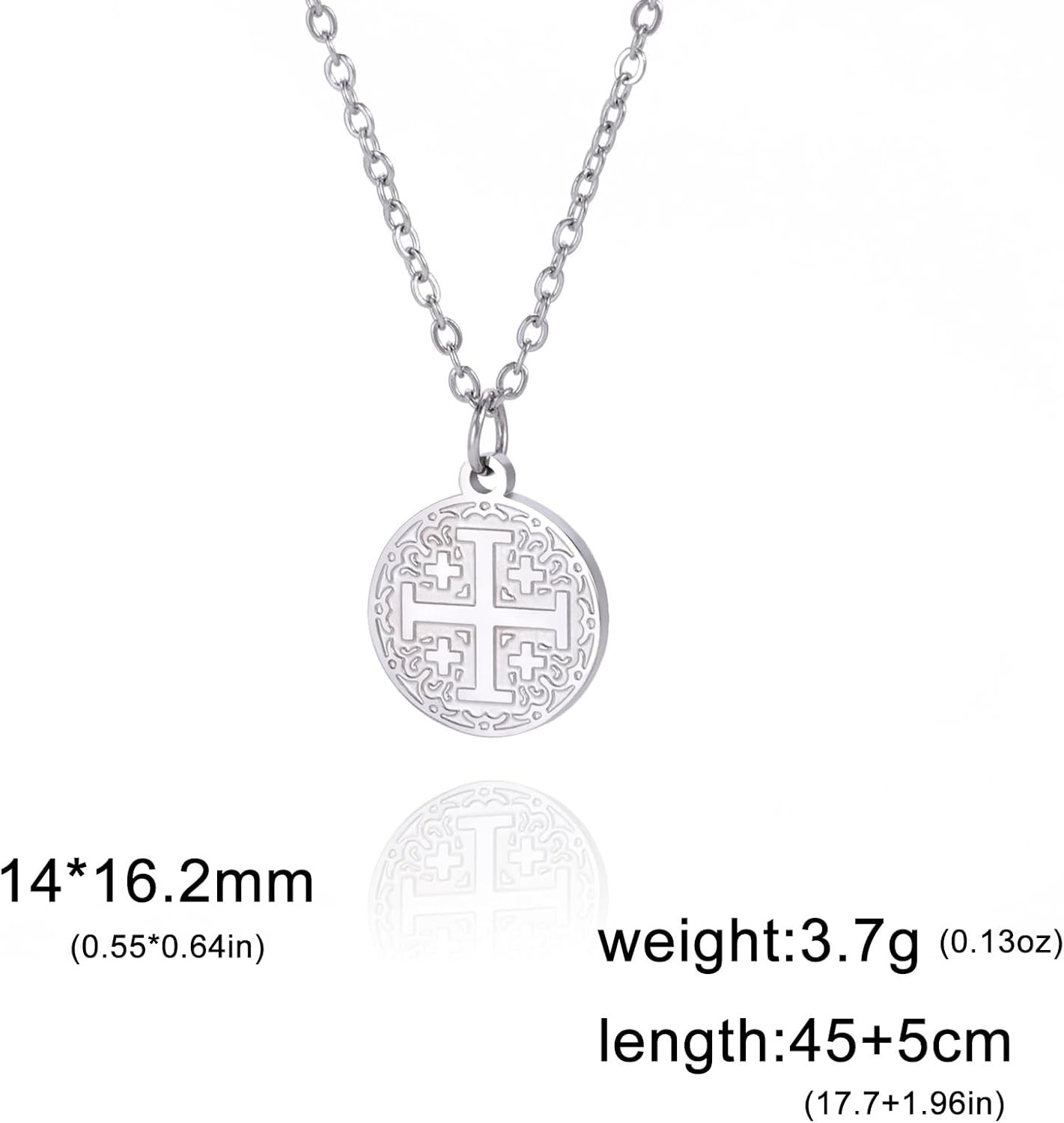 Cross Pendant Necklace -Stainless Steel Jerusalem Cross Medallion – U.S Stock