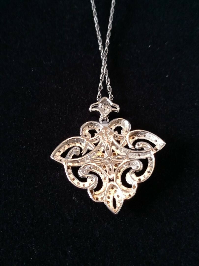 24 in. Sterling x 1mm wide loop chain w/ 1.0CTW Dia./Silver Pendant