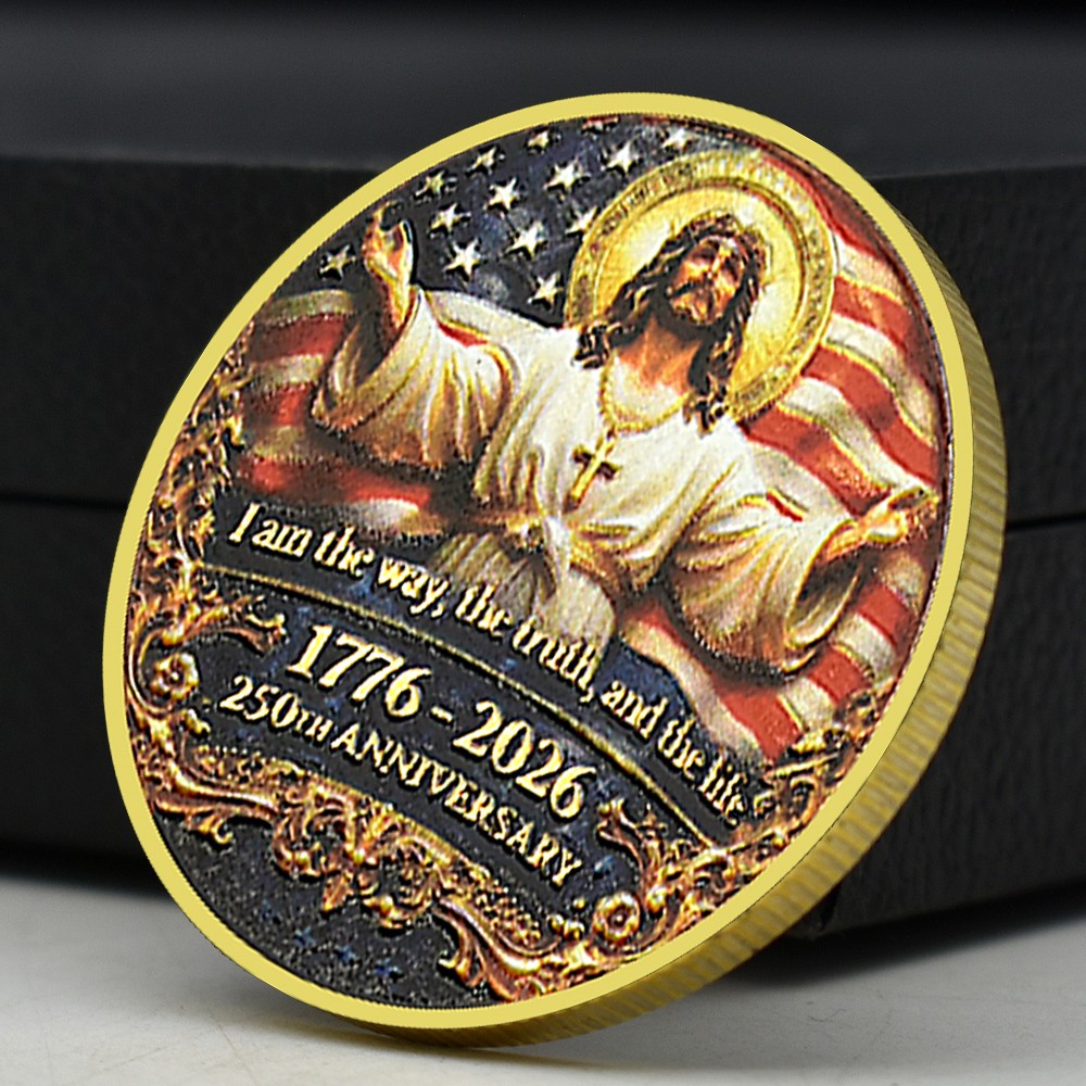 Jesus American Flag 250th Anniversary Commemorative Coin – Christian Gift