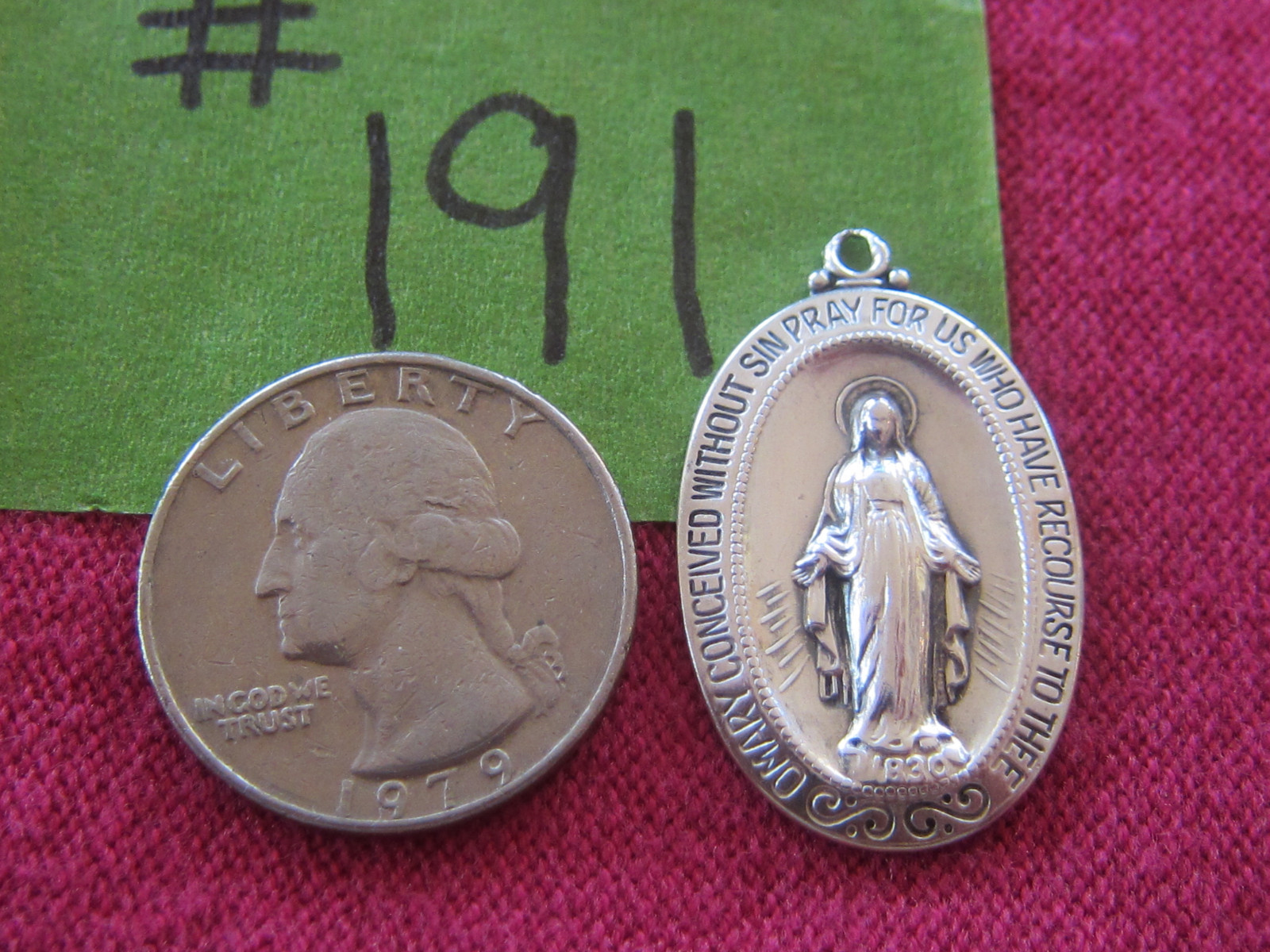 Vintage Catholic Religious Medal – STERLING – Miraculous – CLASSIC / LOVELY