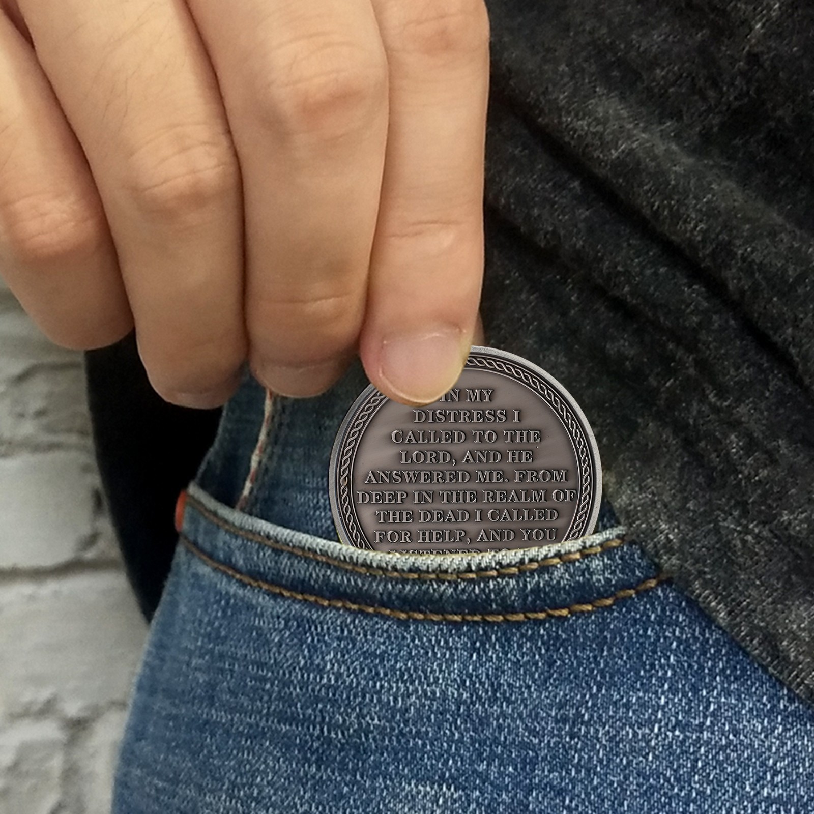 5pcs Jonah & Whale Challenge Coin Jonah 2:2 Verse Christian Religious Faith Gift