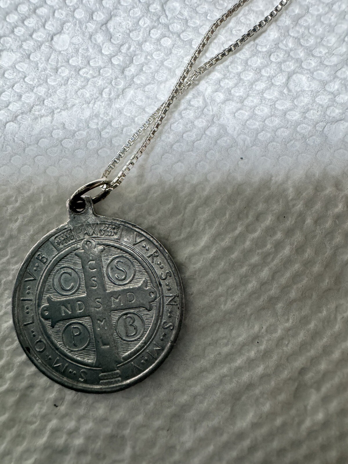 .925 Sterling Silver Chain 18” Long, Round Religious Medal Included. NWT