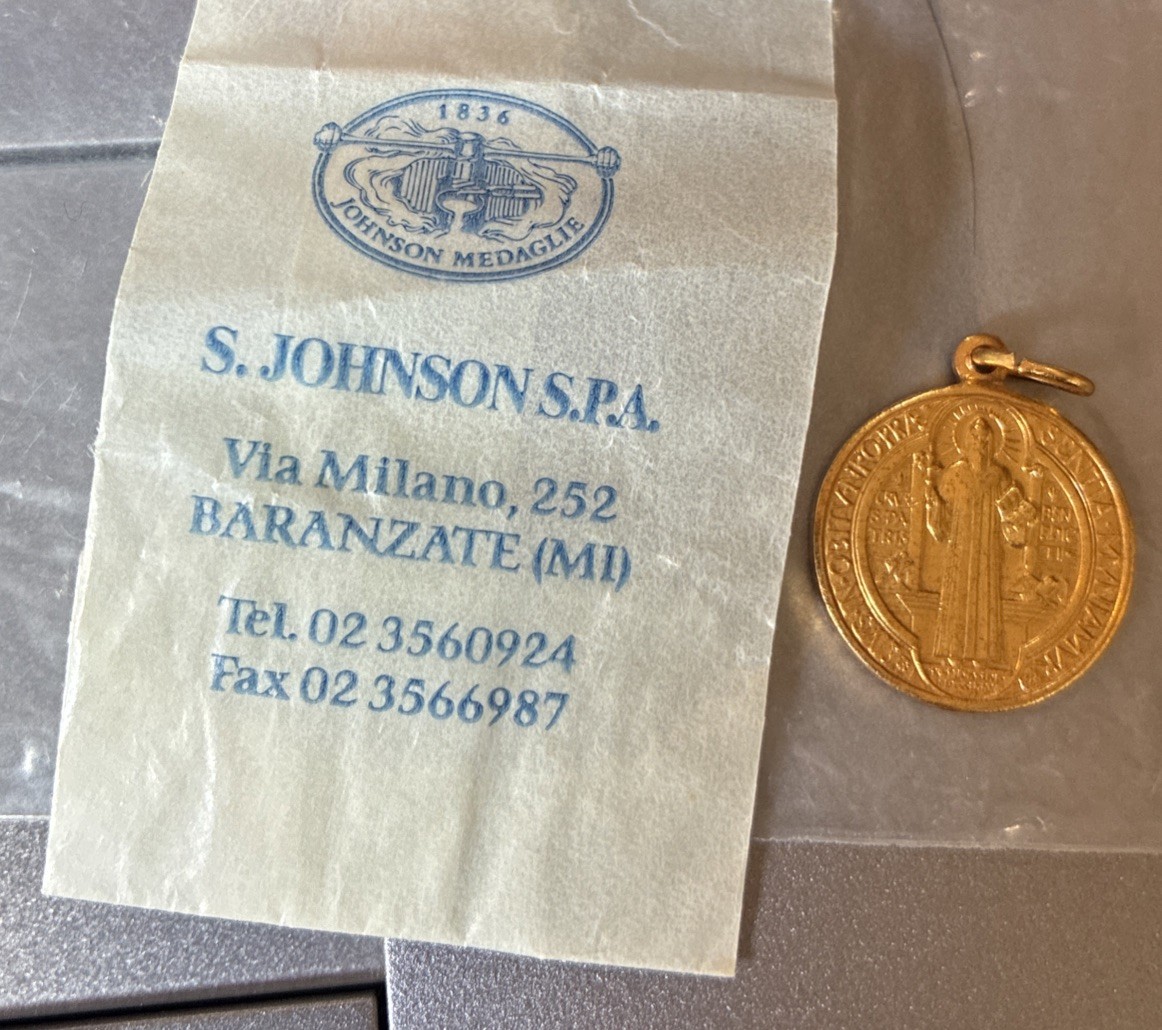 Unknown Saint Medallion From Italy -Gold Color