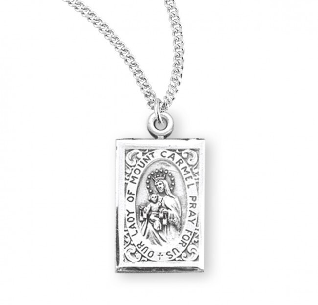 Our Lady of Mount Carmel Sterling Silver 18 Inch Medal Necklace