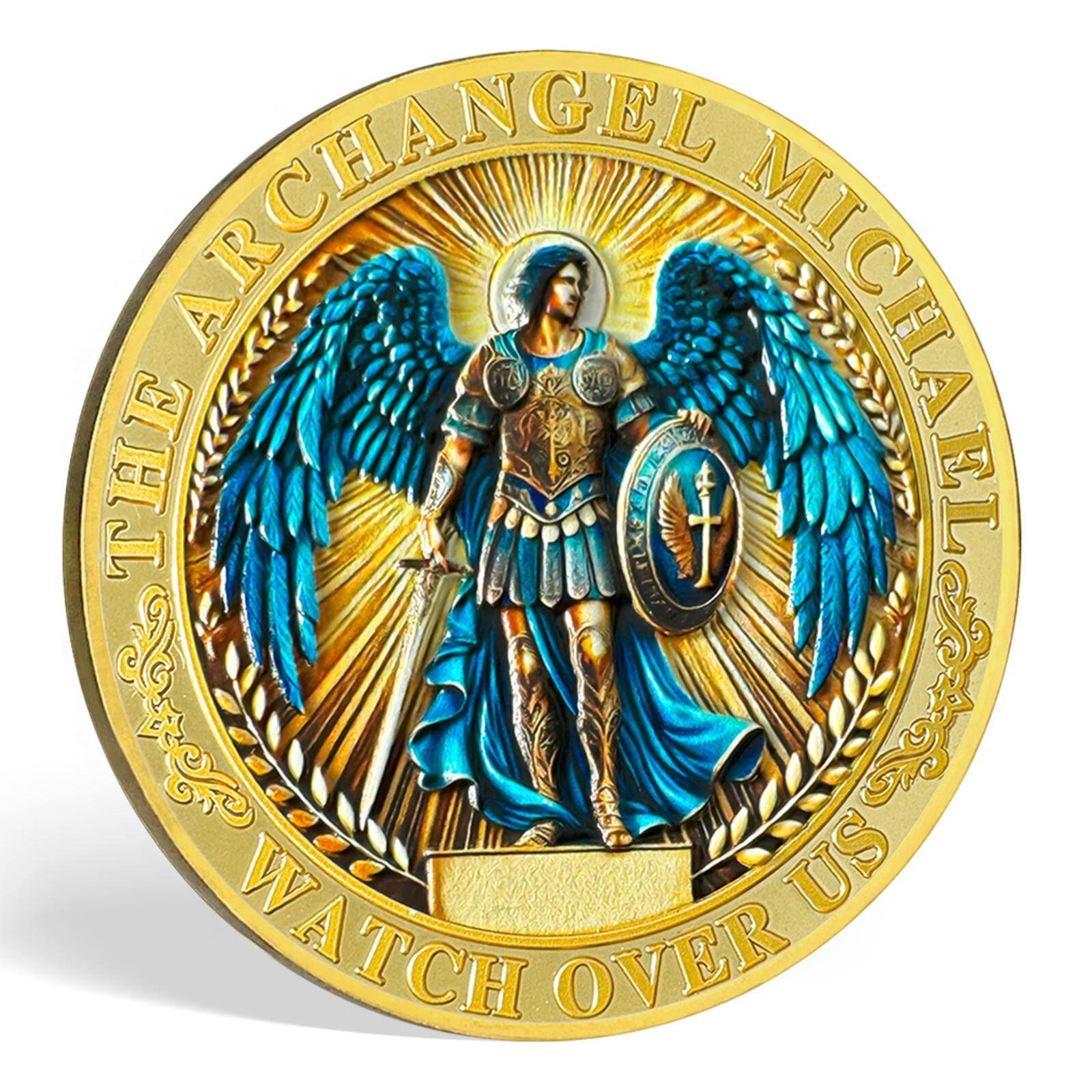 10pcs St Michael Archangel Prayer Coin Shield of Faith Psalm 91:10-11 Verse Coin
