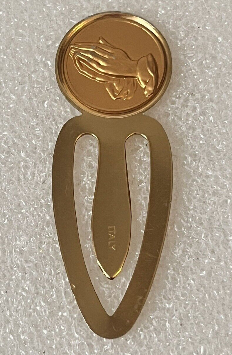 Vintage Hands Of Jesus Gold Toned Metal Bookmark Italy