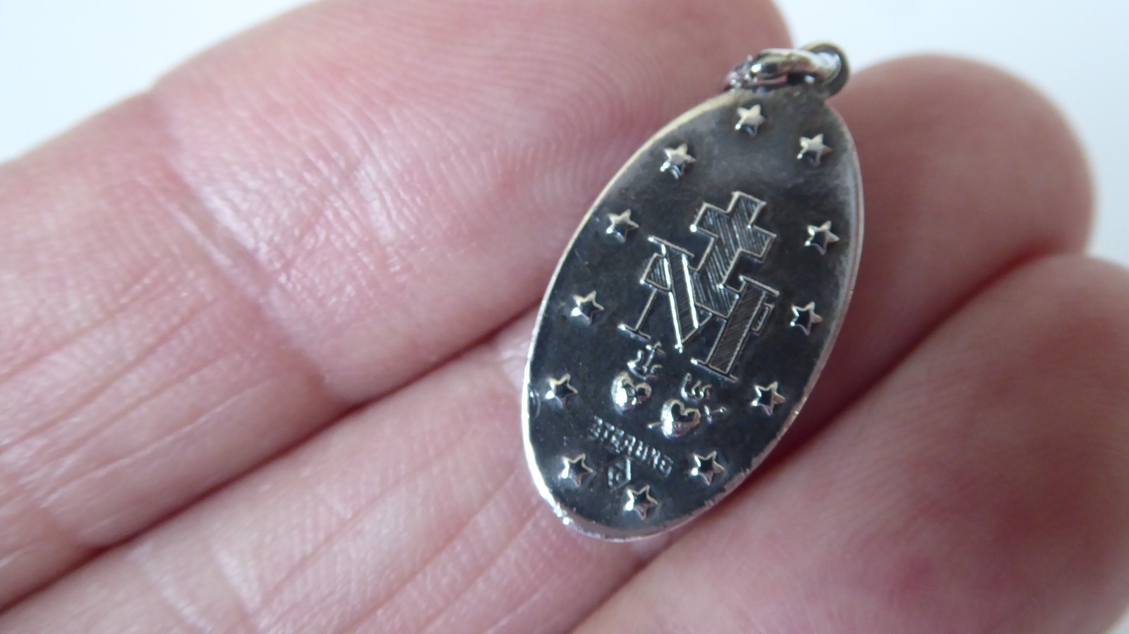 Vintage Chapel Solid Sterling Silver Miraculous Medal Pendant Virgin Mary 1830