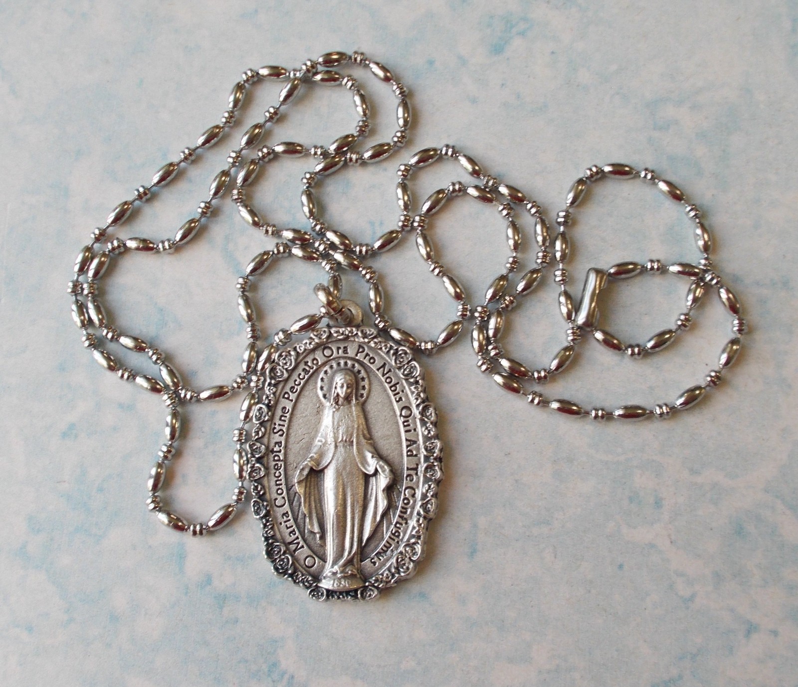 LOVELY Colorful Miraculous Mary Medal~Epoxy~ITALY~ 1″ Pendant~Gift