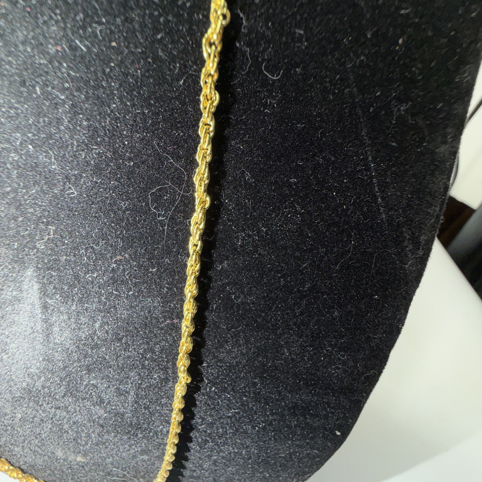 18K Gold Plated Rope Chain Necklace 2mm Wide 18” Long & Curb Chain Bracelet 7” L