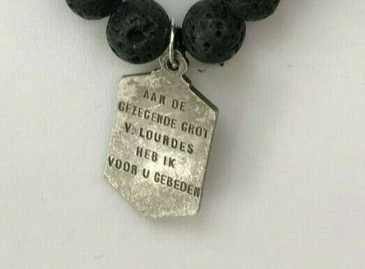 Natural Volcano Rock Multi Colored Gemstones Lourdes Holy Medal Bracelet