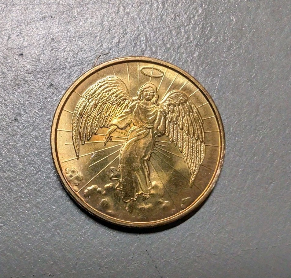 Guardian Angel Protection Pocket Coin Token Gold Plated Double Sided