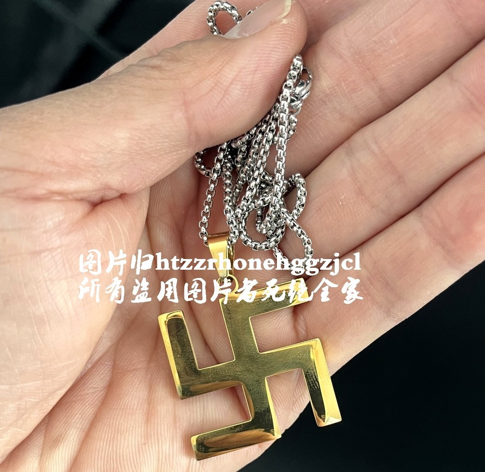 Titanium Steel Hindu Religious Swastik Swastika Pendant Necklace Chain Amulet