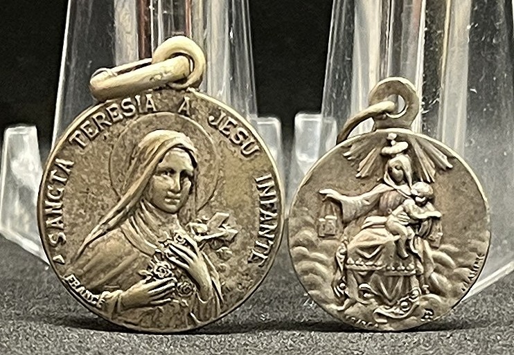 By Lasserre France antique lot 2 St Therese of Jesus, Mount Carmel, Sacred Heart